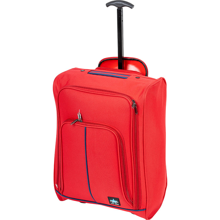 Trolley Cabina Morbido Bagaglio a Mano Rosso con Maniglia Telescopica 35x20x50cm