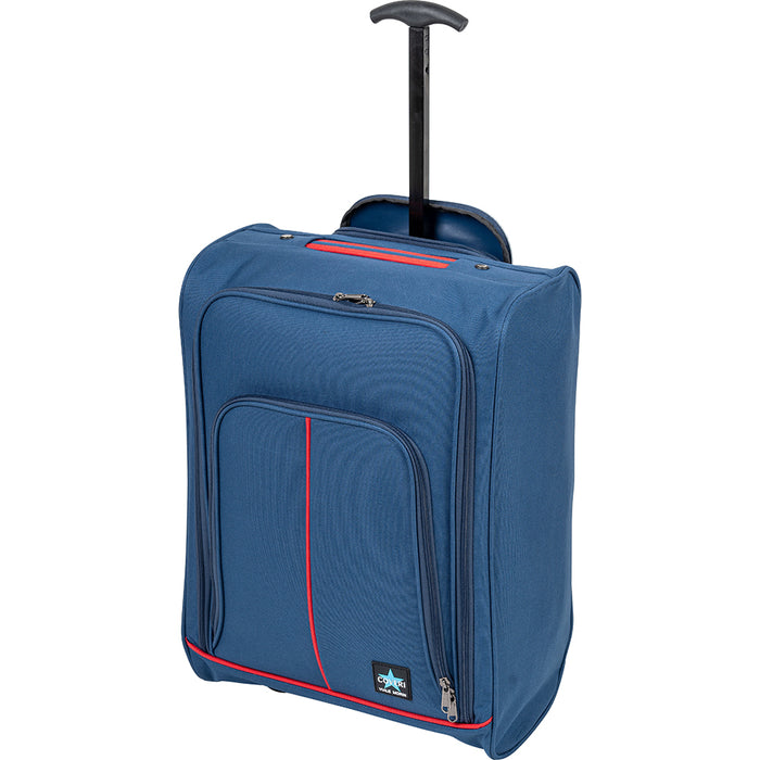 Trolley Cabina Morbido Bagaglio a Mano Blu Navy Maniglia Telescopica 35x20x50 cm