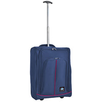 Trolley Cabina Morbido Bagaglio a Mano Blu Navy Maniglia Telescopica 35x20x50 cm