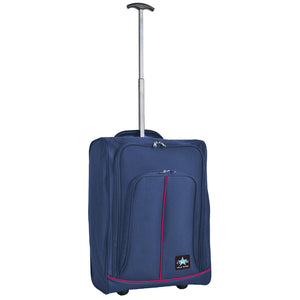 Trolley Cabina Morbido Bagaglio a Mano Blu Navy Maniglia Telescopica 35x20x50 cm