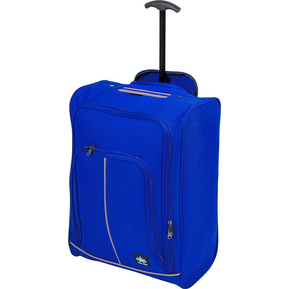 Trolley Cabina Morbido Bagaglio a Mano Blu con Maniglia Telescopica 35x20x50 cm