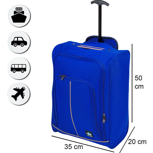 Trolley Cabina Morbido Bagaglio a Mano Blu con Maniglia Telescopica 35x20x50 cm