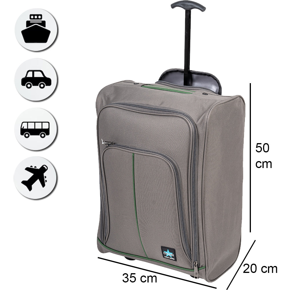 Trolley Cabina Morbido Bagaglio a Mano Grigio e Maniglia Telescopica 35x20x50cm