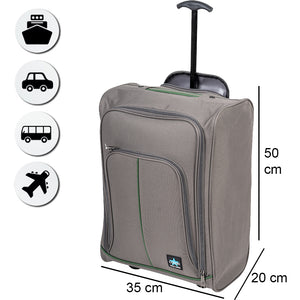 Trolley Cabina Morbido Bagaglio a Mano Grigio e Maniglia Telescopica 35x20x50cm