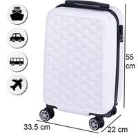 Trolley Cabina Rigido Bagaglio a Mano Bianco Maniglia Telescopica 33.5x22x55cm