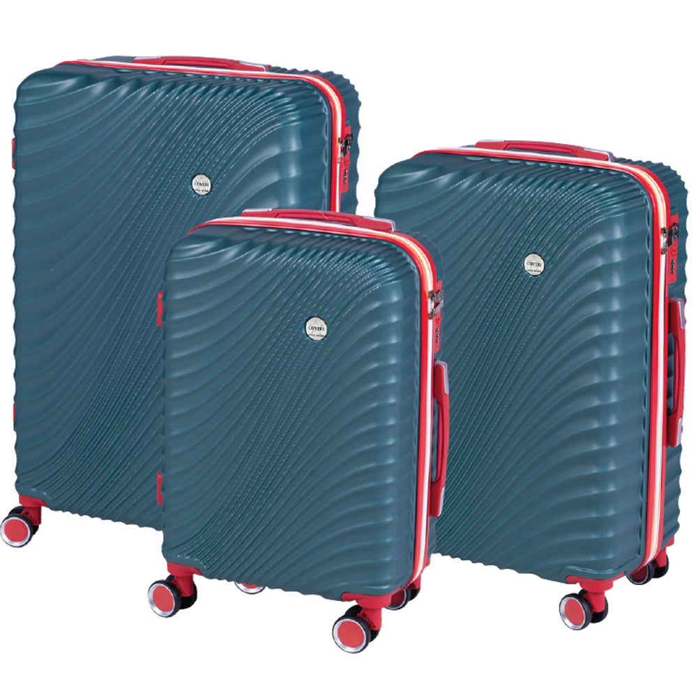 Set 3 Valigie Rigide con Ruote Easy Roll Trolley Bagaglio a Mano Viaggio Verde