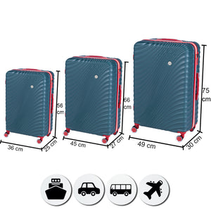 Set 3 Valigie Rigide con Ruote Easy Roll Trolley Bagaglio a Mano Viaggio Verde