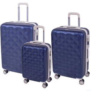 Set 3 Valigie Rigide con Ruote Easy Roll Trolley Bagaglio a Mano Viaggio colore Blu