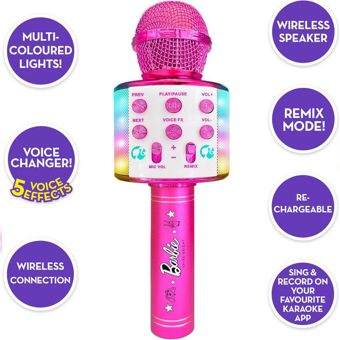 Sinco Creations Barbie Bright Voicemaster Microfono Karaoke Wireless 5 Effetti