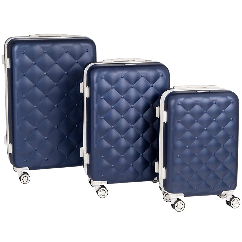 Set 3 Valigie Rigide con Ruote Easy Roll Trolley Bagaglio a Mano Viaggio colore Blu