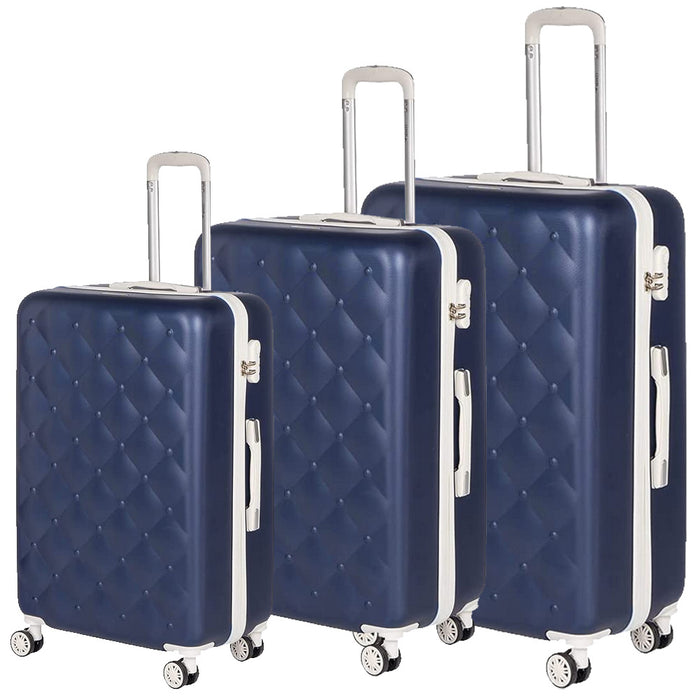 Set 3 Valigie Rigide con Ruote Easy Roll Trolley Bagaglio a Mano Viaggio colore Blu