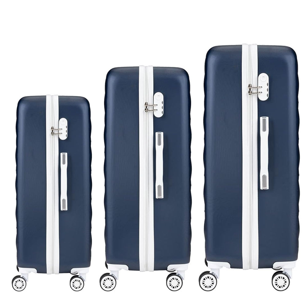 Set 3 Valigie Rigide con Ruote Easy Roll Trolley Bagaglio a Mano Viaggio colore Blu