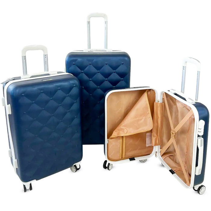 Set 3 Valigie Rigide con Ruote Easy Roll Trolley Bagaglio a Mano Viaggio colore Blu