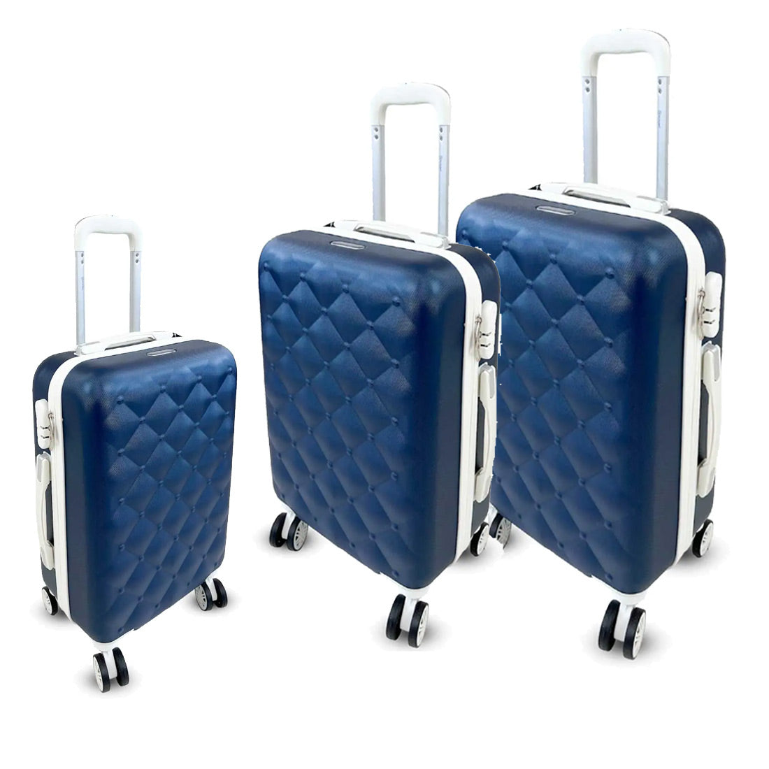 Set 3 Valigie Rigide con Ruote Easy Roll Trolley Bagaglio a Mano Viaggio colore Blu