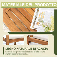 Set Patio 4 Mobili da Giardino Portico in Legno di Acacia Tavolino Basso e Sedie