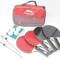 Set Ping Pong Con 4 Racchette 4 Palle 2 Ganci e Rete Gioco Tennis da Tavolo