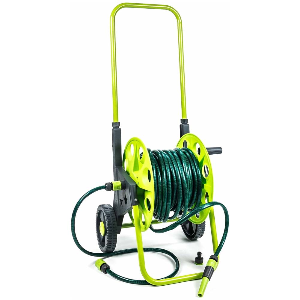 Carrello avvolgitubo da Giardino portatile 30 Metri Carrellino Avvolgi tubo ruot