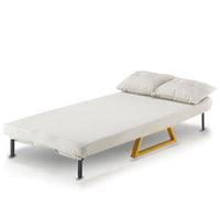 Poltrona Letto Reclinabile 2 Posti Chaise Lounge in Velluto Convertibile Crema