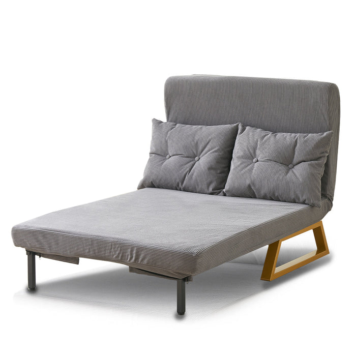 Poltrona Letto Reclinabile 2 Posti Chaise Lounge in Velluto Convertibile Grigio