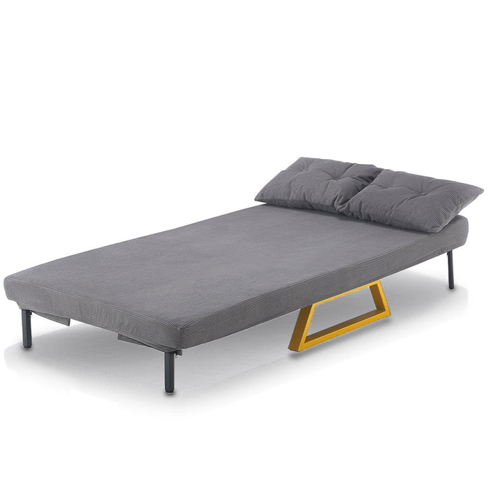 Poltrona Letto Reclinabile 2 Posti Chaise Lounge in Velluto Convertibile Grigio