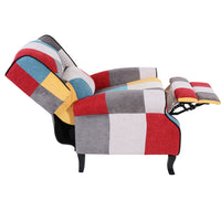 Sedia Poltrona Reclinabile Patchwork Toppe Design Seduta Comoda Struttura Legno