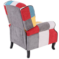 Sedia Poltrona Reclinabile Patchwork Toppe Design Seduta Comoda Struttura Legno