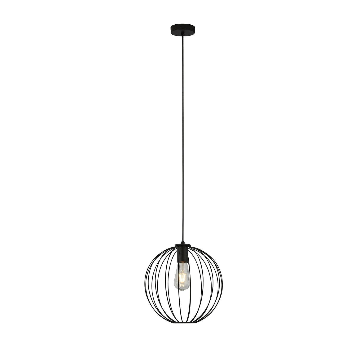 Sospensione Industrial-Nordico Rondo Acciaio Nero 1 Luce E27