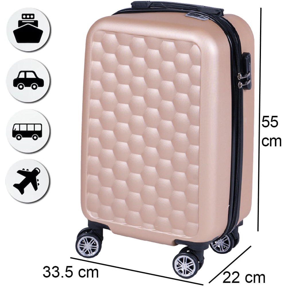 Trolley Cabina Rigido Bagaglio a Mano Oro con Maniglia Telescopica 33.5x22x55cm