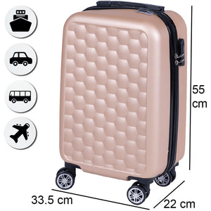 Trolley Cabina Rigido Bagaglio a Mano Oro con Maniglia Telescopica 33.5x22x55cm