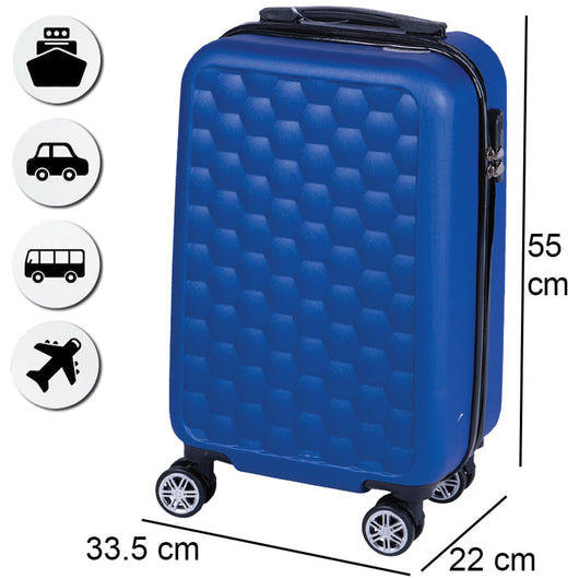 Trolley Cabina Rigido Bagaglio a Mano Blu con Maniglia Telescopica 33.5x22x55cm