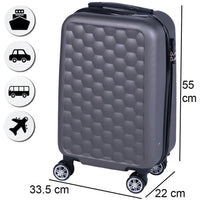 Trolley Cabina Rigido Bagaglio a Mano Grigio Maniglia Telescopica 33.5x22x55cm