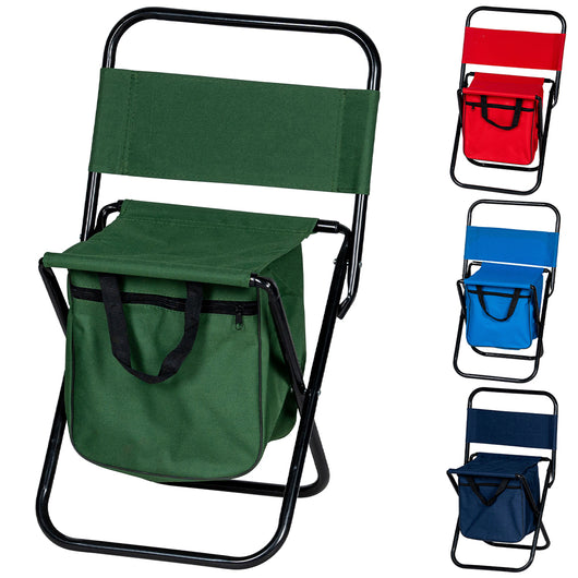 Sediolina Pieghevole con Borsa Portaoggetti Sedia da Campeggio Colori Assortiti