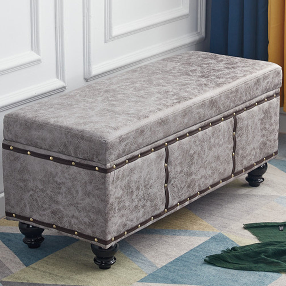 Cassapanca Contenitore Ecopelle Divano Panca Pouf Contenitore 80x40x43 cm Grigio