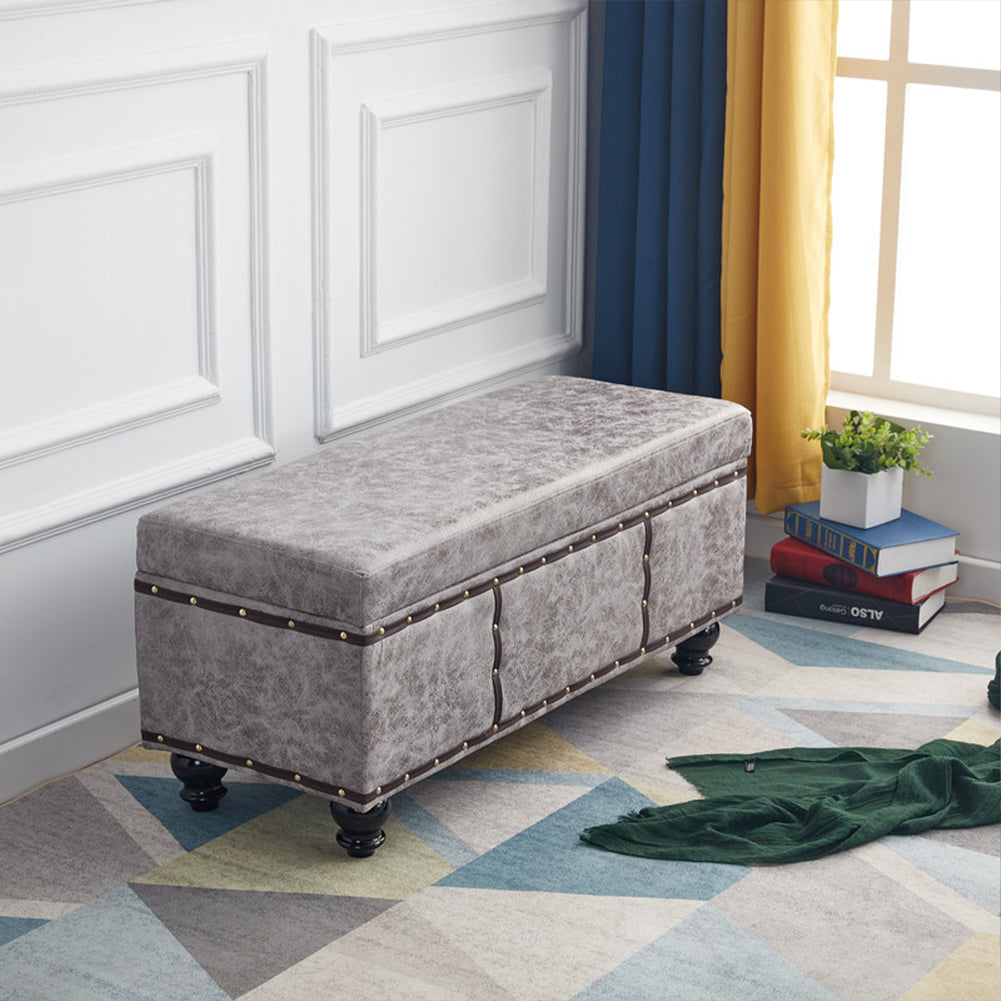 Cassapanca Contenitore Ecopelle Divano Panca Pouf Contenitore 80x40x43 cm Grigio