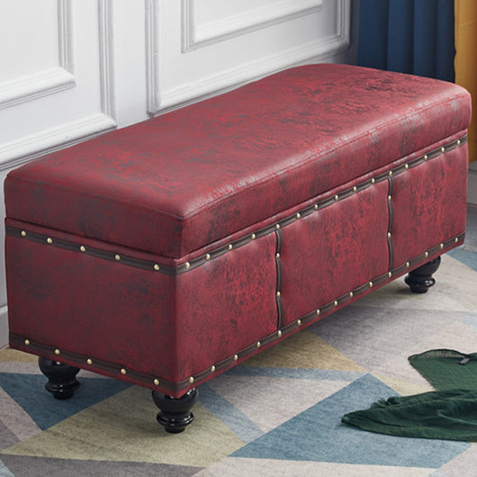 Cassapanca Contenitore Ecopelle Divano Panca Pouf Contenitore 80x43 cm Bordeaux