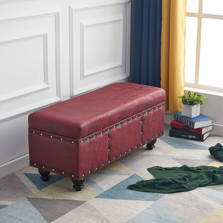 Cassapanca Contenitore Ecopelle Divano Panca Pouf Contenitore 80x43 cm Bordeaux