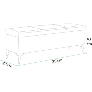 Cassapanca Contenitore Ecopelle Panca Pouf con Piedini in Metallo Grigio Chiaro