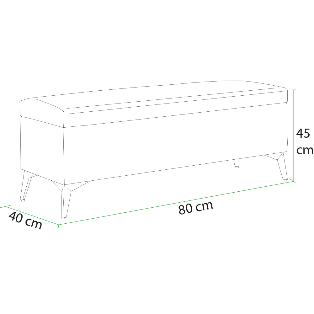 Cassapanca Contenitore Verde in Ecopelle Divano Piedini in Metallo 80x40x45cm