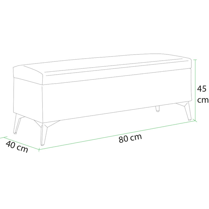 Cassapanca Contenitore Verde in Ecopelle Divano Piedini in Metallo 80x40x45cm