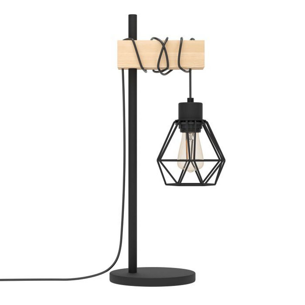 Lampada da Tavolo Legno Vintage con Paralume Townshend 5 Eglo