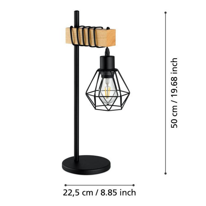 Lampada da Tavolo Legno Vintage con Paralume Townshend 5 Eglo