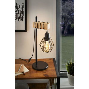 Lampada da Tavolo Legno Vintage con Paralume Townshend 5 Eglo