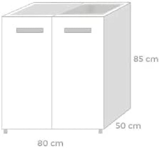 Mobile Mobiletto Sottolavello Per Cucina Componibile Bianco Frassinato 85x50x80 cm