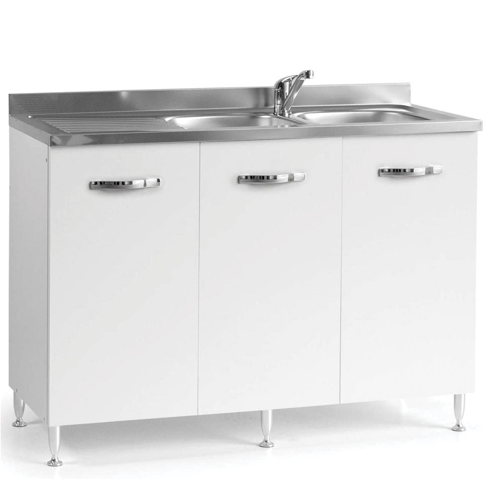 Mobile Mobiletto Sottolavello Per Cucina Componibile Bianco Frassino (85x50x120)