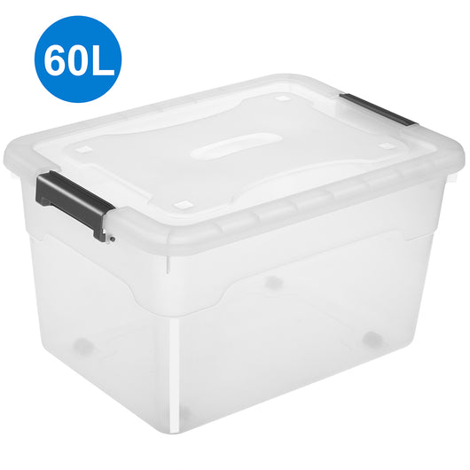 Set Scatole 4 x 60 L Portaoggetti in Plastica Cassetto Contenitore Salvaspazio