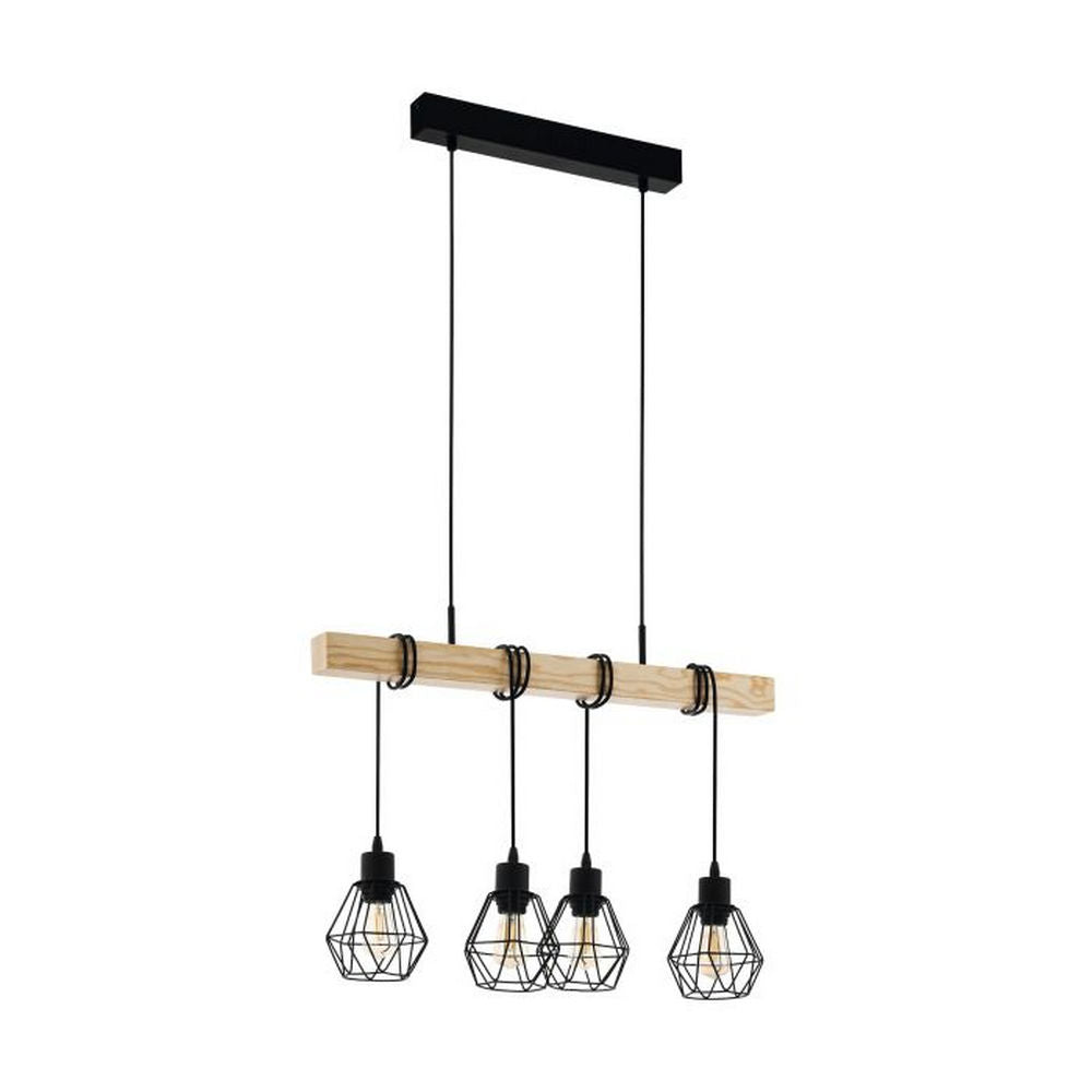 Lampada a Sospensione 4 Luci Legno Vintage Townshend 5 Eglo