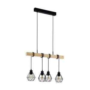 Lampada a Sospensione 4 Luci Legno Vintage Townshend 5 Eglo