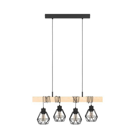 Lampada a Sospensione 4 Luci Legno Vintage Townshend 5 Eglo