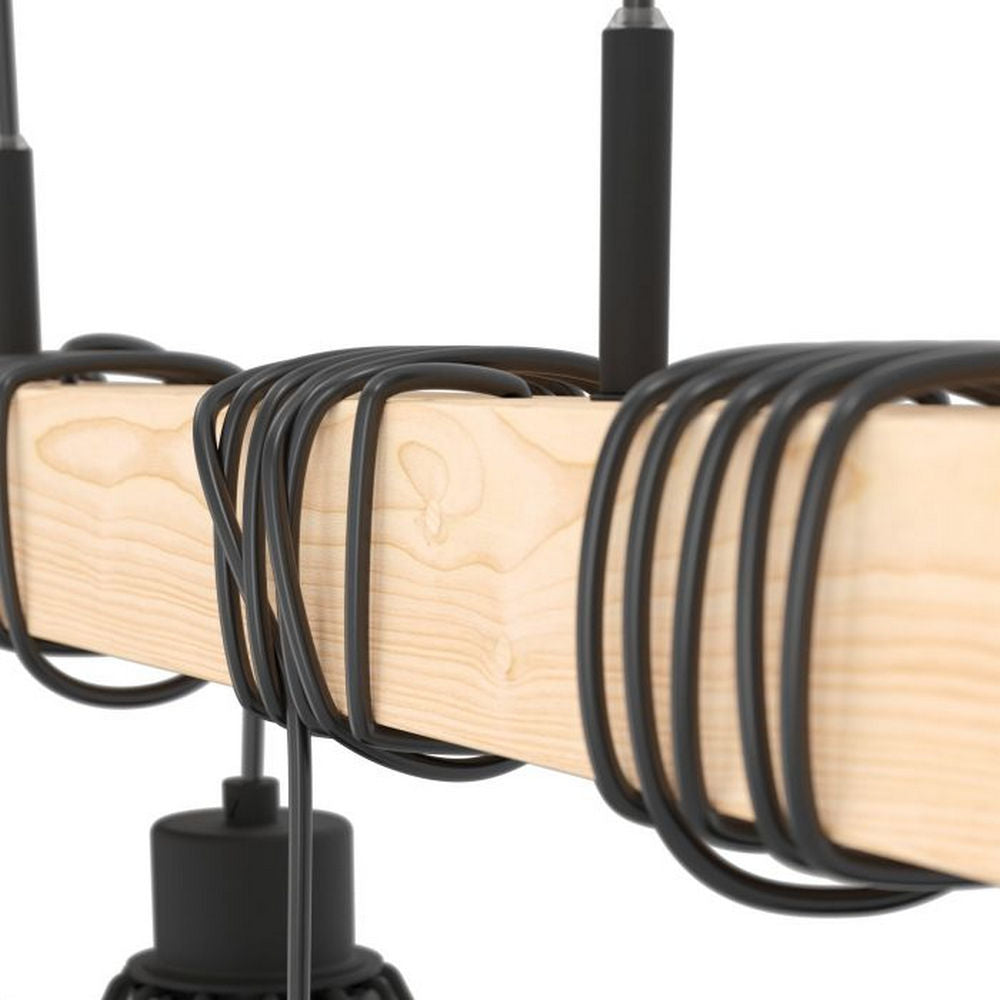 Lampada a Sospensione 4 Luci Legno Vintage Townshend 5 Eglo