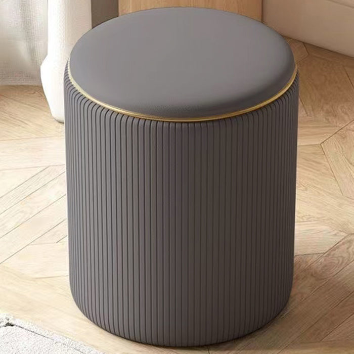 Pouf Contenitore Ecopelle Grigio Decoro Oro Poggiapiedi Seduta Imbottita 35x45cm